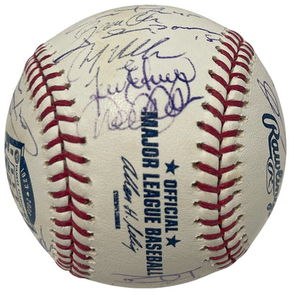 2008 New York Yankees Team Signed Final Season Logo Baseball JSA LOA
