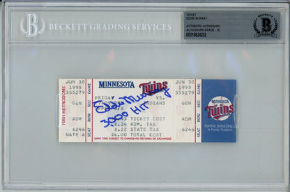 Eddie Murray Autographed Baltimore Orioles 1995 3000th Hit Ticket