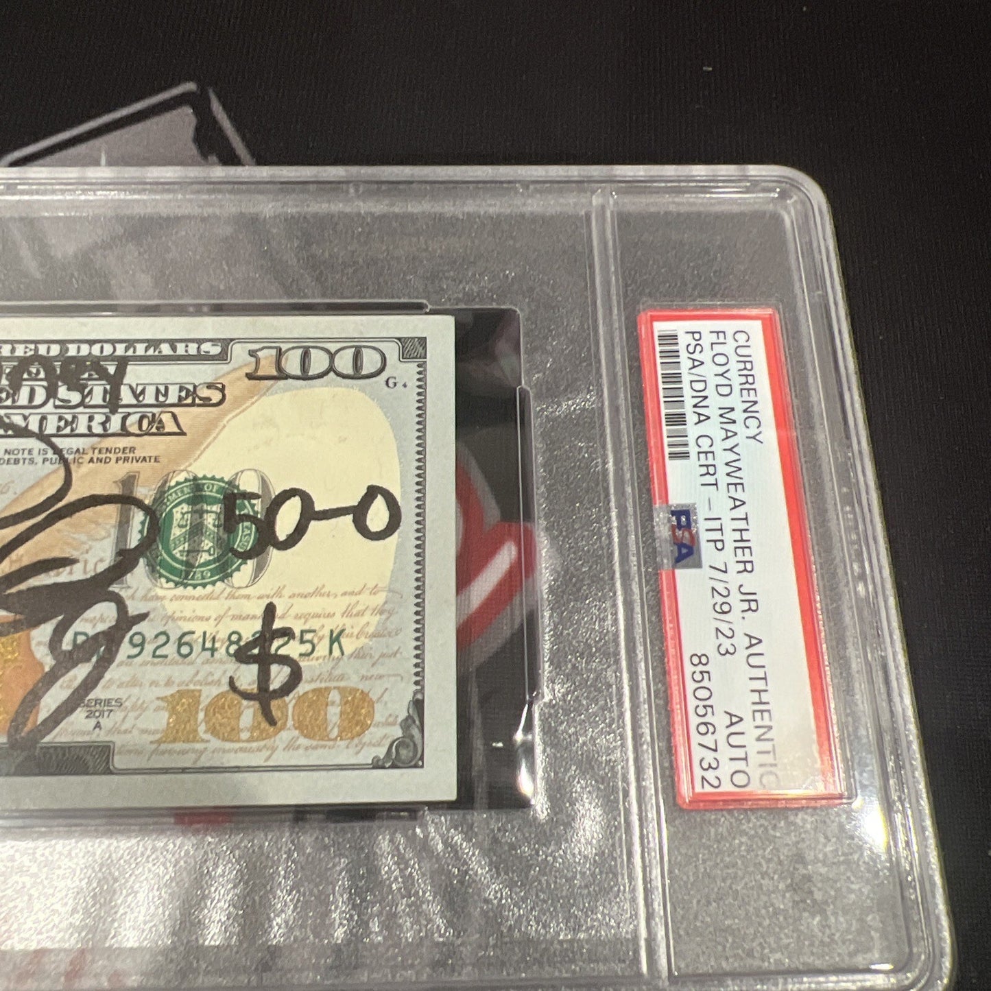Floyd Mayweather Jr. Signed $100 Bill with 4 Inscriptions (PSA)