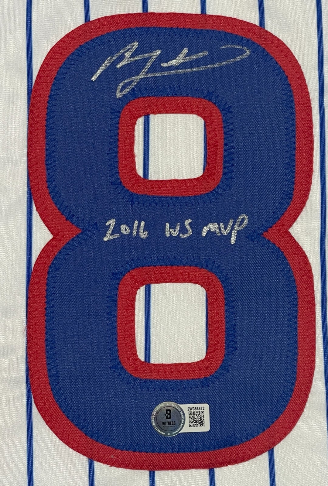 Ben Zobrist Signed Chicago Cubs Custom Jersey (2016 WS MVP) Beckett COA