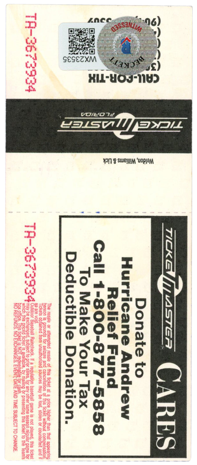 Deion Sanders Autographed Atlanta Braves 4/21/1993 Ticket Stub Beckett