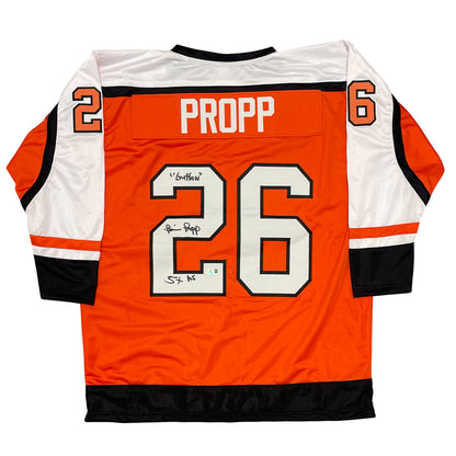 Brian Propp Signed Philadelphia Custom Hockey Jersey (2 Inscriptions)