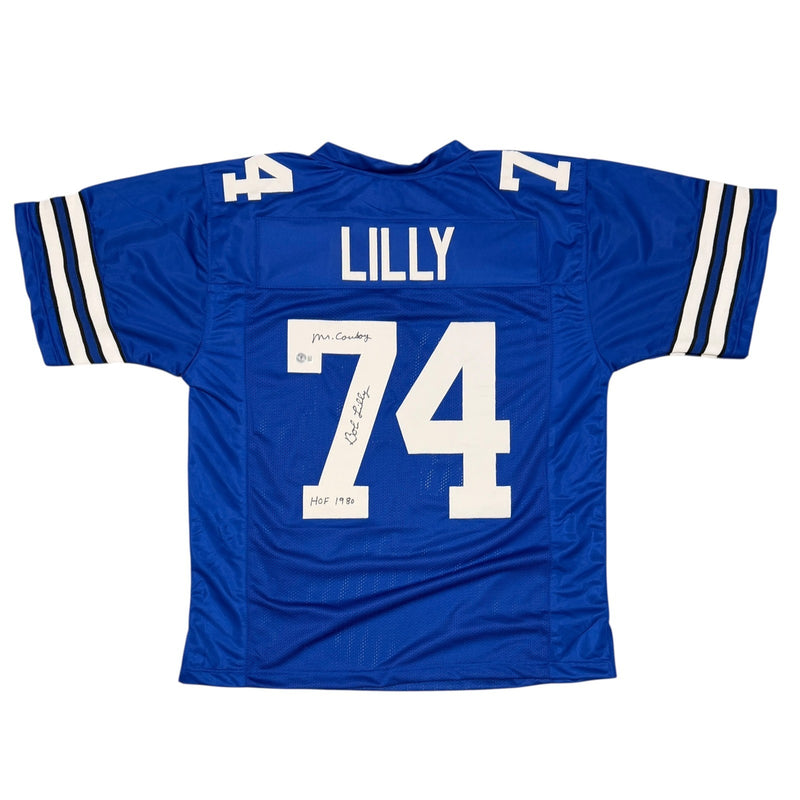 Bob Lilly Signed Dallas Cowboys Custom Jersey (2 Inscriptions) Beckett COA