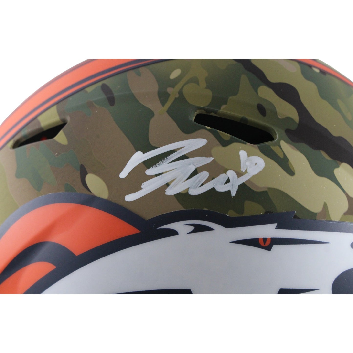 Bo Nix Autographed Denver Broncos Full Size Camo Helmet