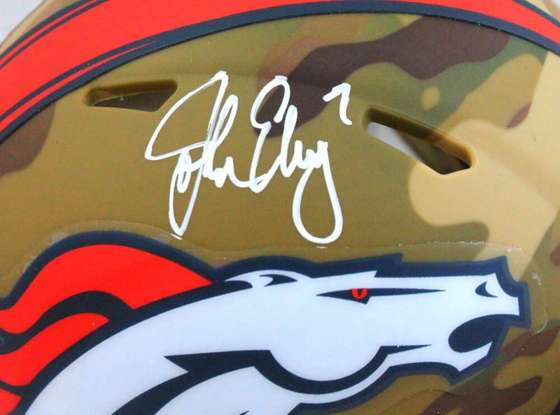 John Elway Signed Denver Broncos Camo Mini Helmet
