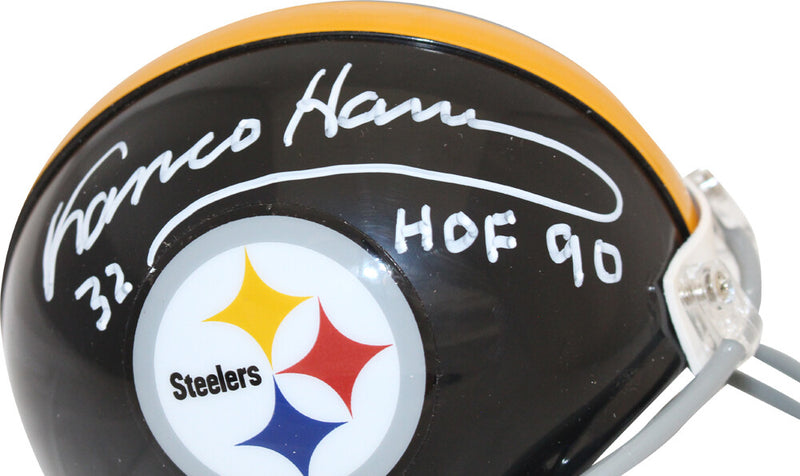 Franco Harris Signed Pittsburgh Steelers VSR4 Mini Helmet HOF Beckett