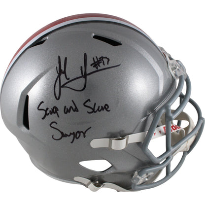Jack Sawyer Signed Full Size Replica Helmet Ohio State Buckeyes Scoop & Score