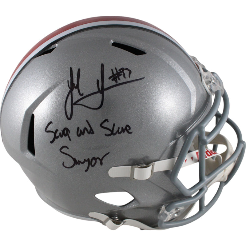 Jack Sawyer Signed Full Size Replica Helmet Ohio State Buckeyes Scoop & Score