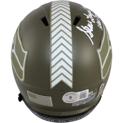 Steve Largent Signed Seattle Seahawks 2022 Salute to Service Mini Helmet