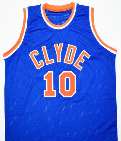 Walt Frazier Autographed Blue Pro Style Basketball Jersey
