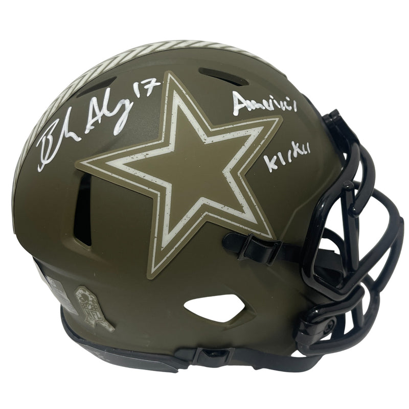 Brandon Aubrey Signed Salute to Service 2023 Mini Helmet (Americas Kicker)