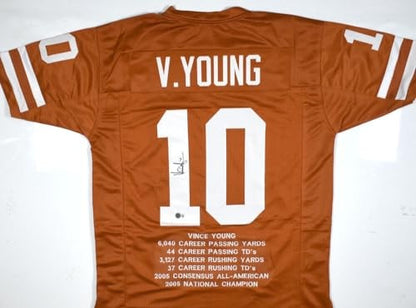Vince Young Autographed Orange Custom Football Jersey