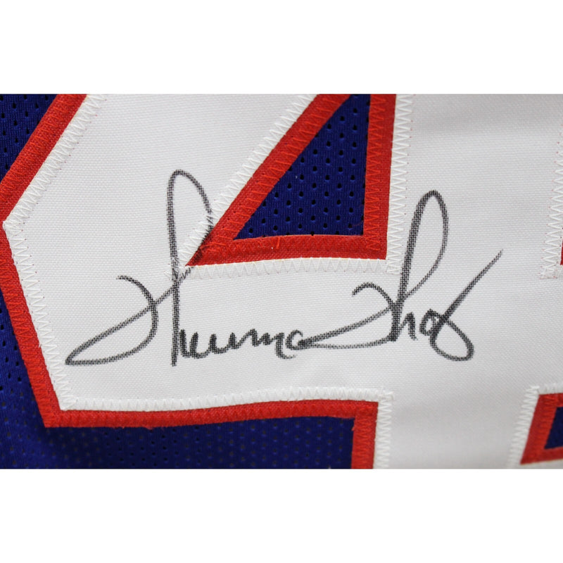 Thurman Thomas Autographed Pro Style Jersey (Blue)