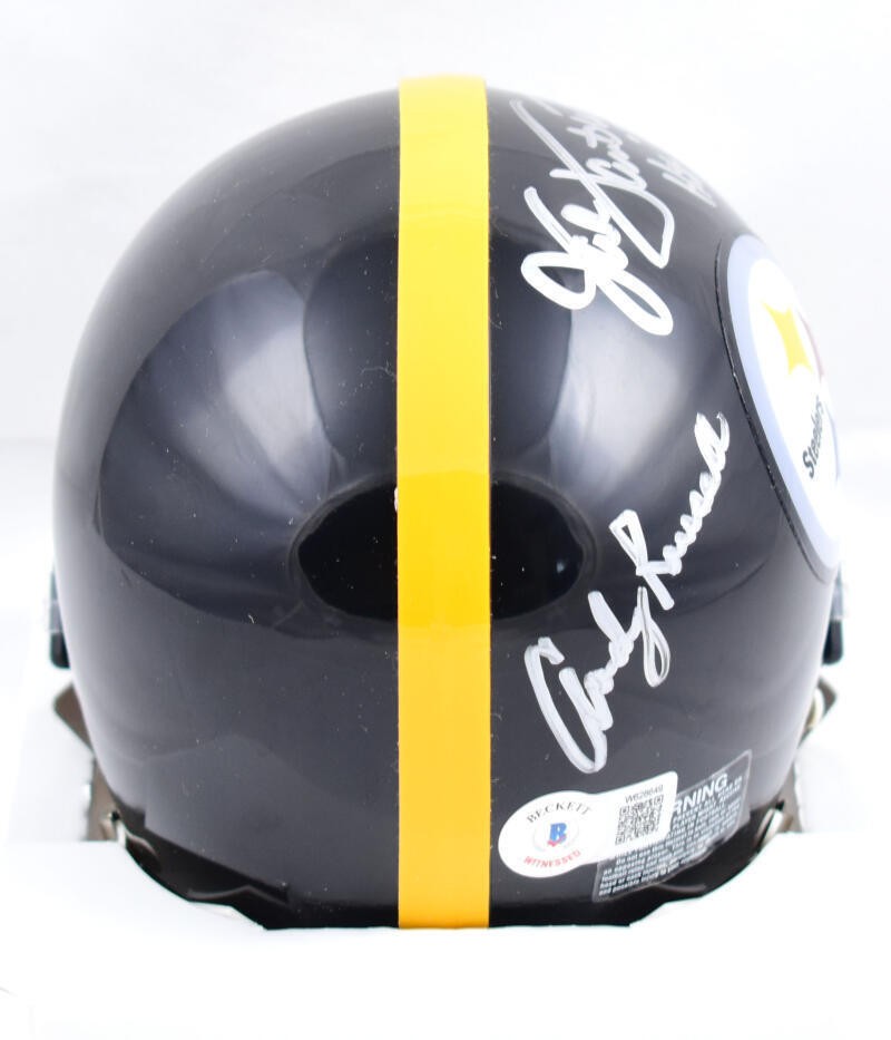 Jack Ham, Jack Lambert & Andy Russell Signed Steelers Mini Helmet