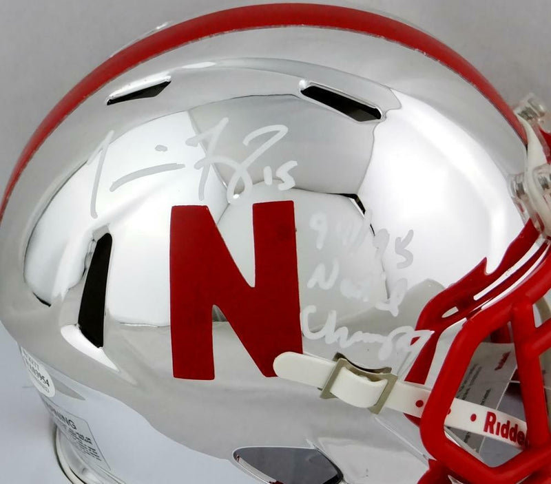 Tommie Frazier Signed Nebraska Cornhuskers Chrome Mini Helmet Inscribed