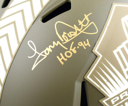 Tony Dorsett & Earl Campbell Signed Salute to Service Full Size Helmet