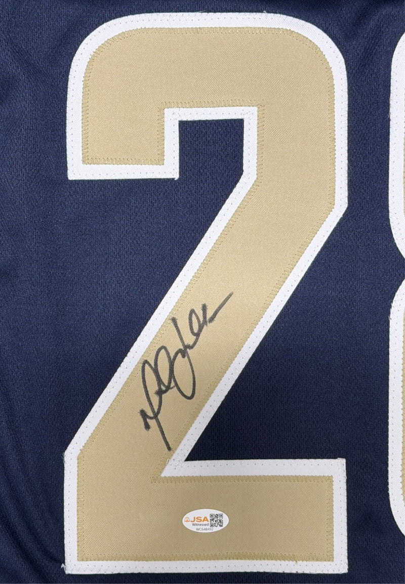 Marshall Faulk Autographed St. Louis Rams Custom Navy Jersey
