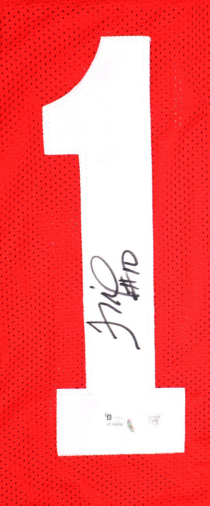 Troy Smith Signed Red Custom College Style Jersey