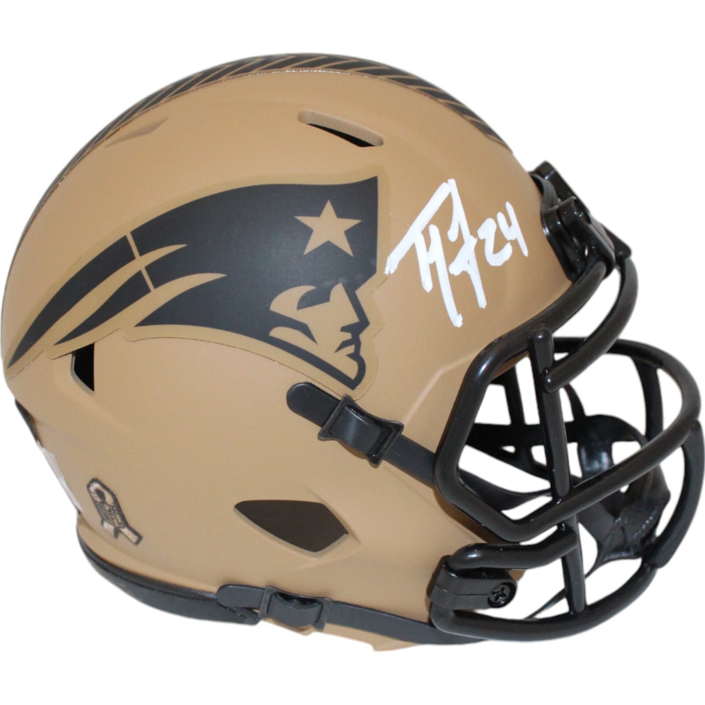 Ty Law Signed New England Patriots 2023 Salute to Service Mini Helmet