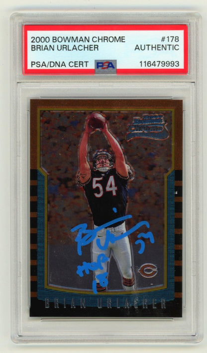 Brian Urlacher Autographed 2000 Bowman Chrome Rookie Card PSA HOF 18