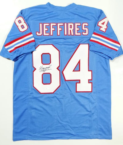 Haywood Jeffires Autographed Houston Oilers Custom Blue Jersey