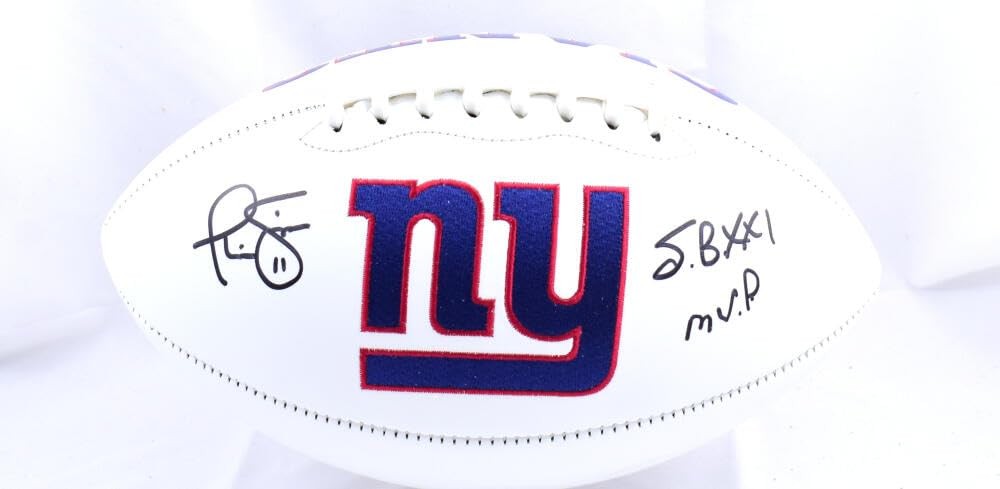 Phil Simms Signed New York Giants Logo Football with SB MVP Inscription