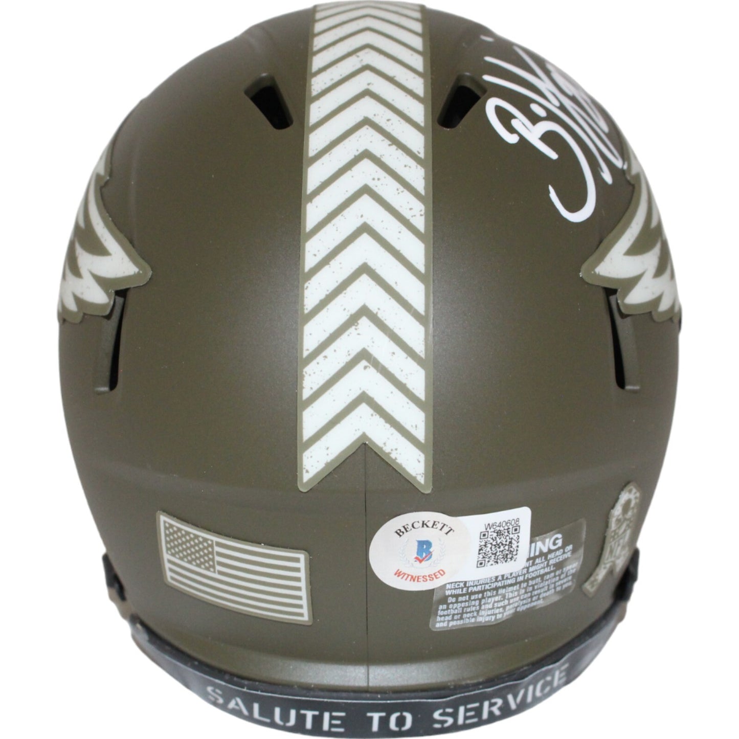 Brian Dawkins Signed Philadelphia Eagles Salute to Service Mini Helmet