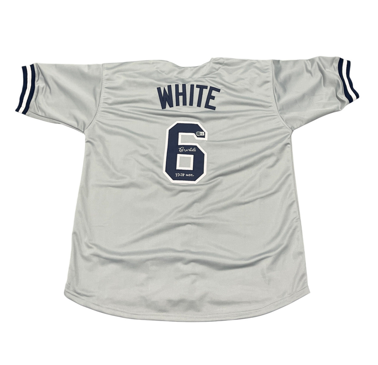 Roy White Signed New York Yankees Custom Jersey 77-78 WSC (Beckett BAS COA)