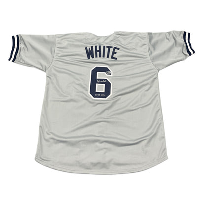 Roy White Signed New York Yankees Custom Jersey 77-78 WSC (Beckett BAS COA)