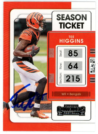 Tee Higgins Autographed 2021 Panini Contenders Cincinnati Bengals Trading Card