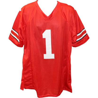 Quinshon Judkins Autographed College Style Red Jersey