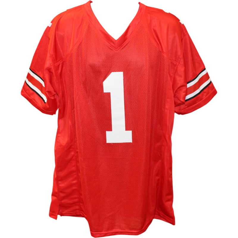 Quinshon Judkins Autographed College Style Red Jersey