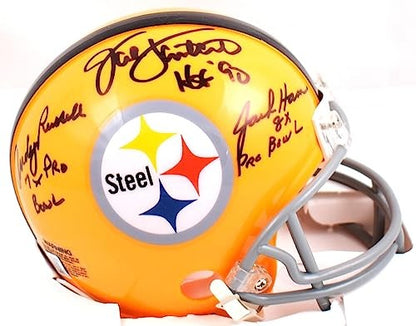 Jack Ham, Jack Lambert & Andy Russell Signed Steelers Mini Helmet