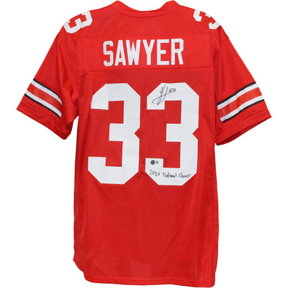 Jack Sawyer Signed College Style Red Jersey (24 National Champs)