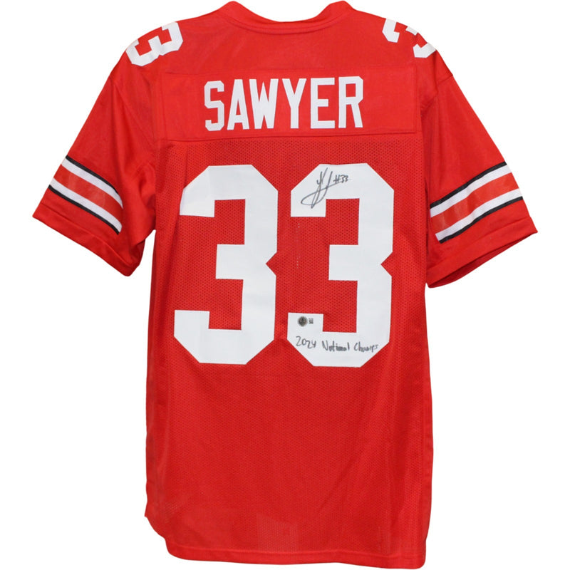 Jack Sawyer Signed College Style Red Jersey (24 National Champs)
