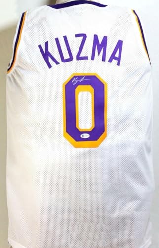 Kyle Kuzma Autographed White and Purple Custom Basketball Jersey