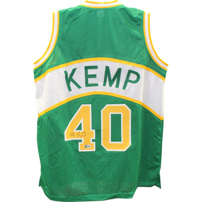 Shawn Kemp Signed Pro Style Custom Green Basketball Jersey (BAS)