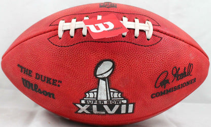Ray Lewis Autographed Wilson Duke Super Bowl Football - 2 Inscriptions