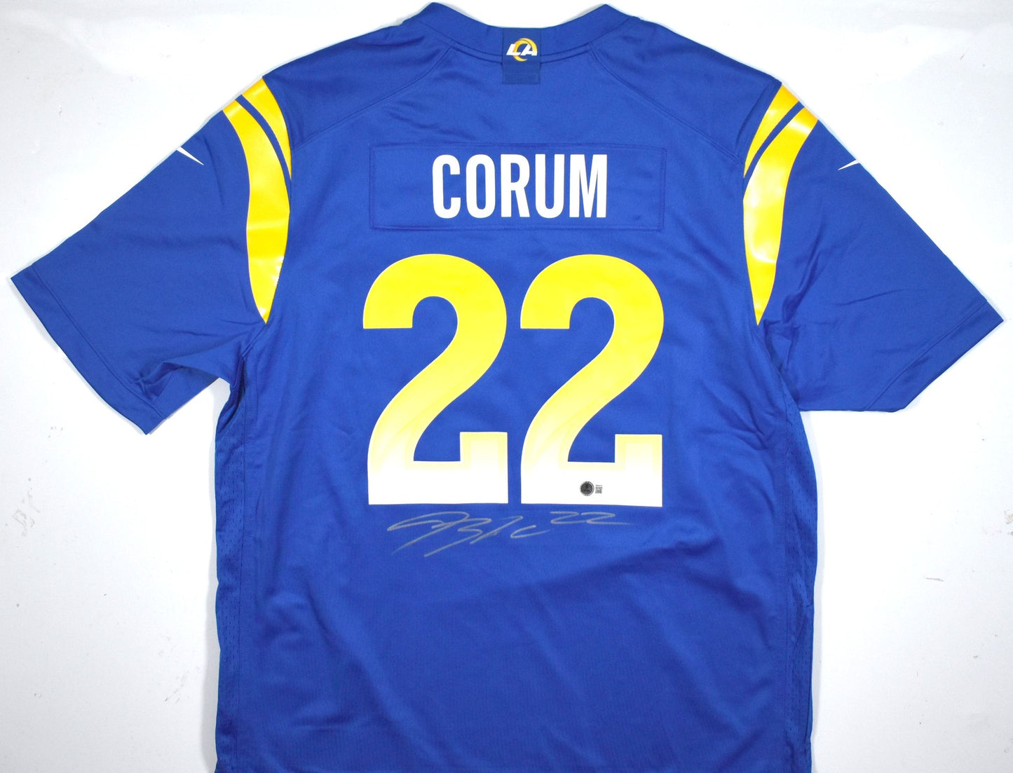 Blake Corum Autographed Los Angeles Rams Nike Blue Jersey