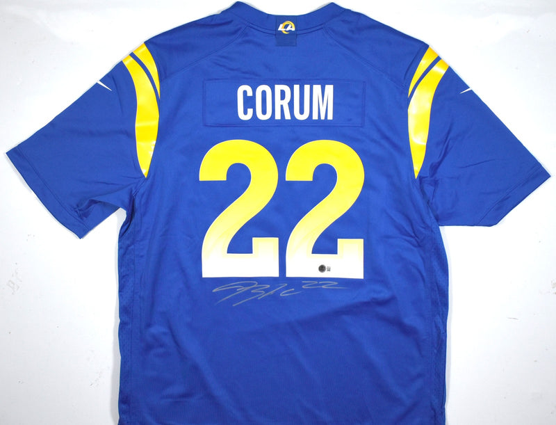 Blake Corum Autographed Los Angeles Rams Nike Blue Jersey