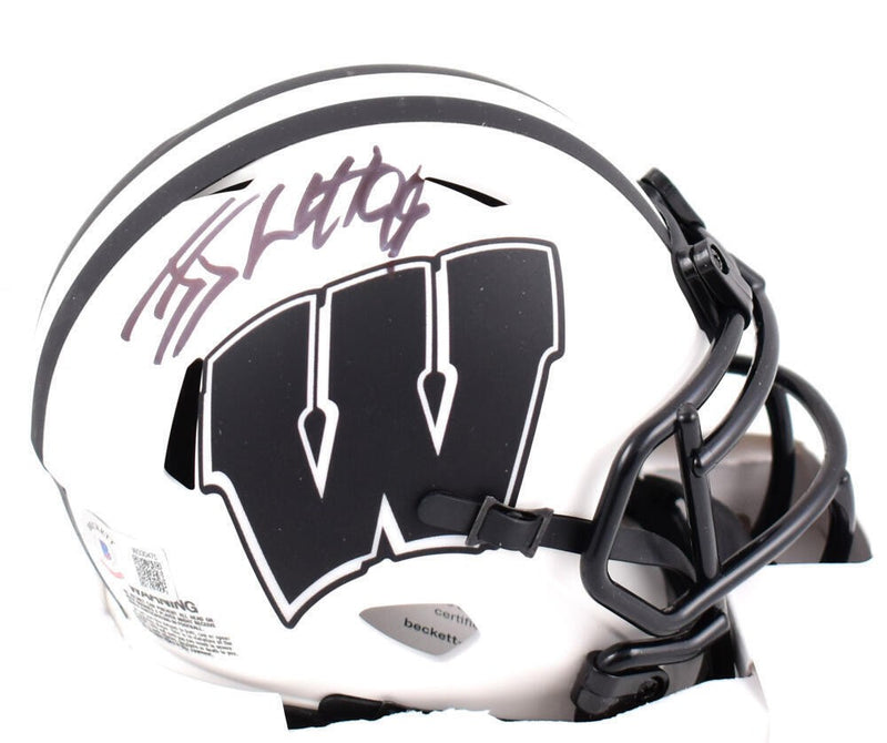 JJ Watt Signed Wisconsin Badgers Lunar Speed Mini Helmet