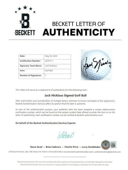 Jack Nicklaus Signed Titleist Golf Ball Beckett COA