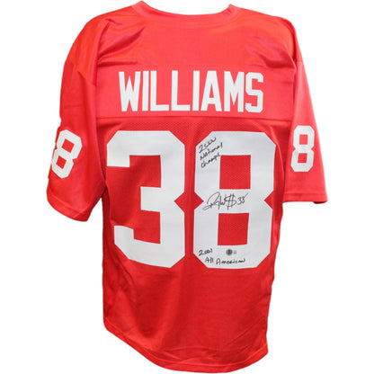 Roy Williams Autographed Red College Style Jersey (2 Inscriptions) BAS