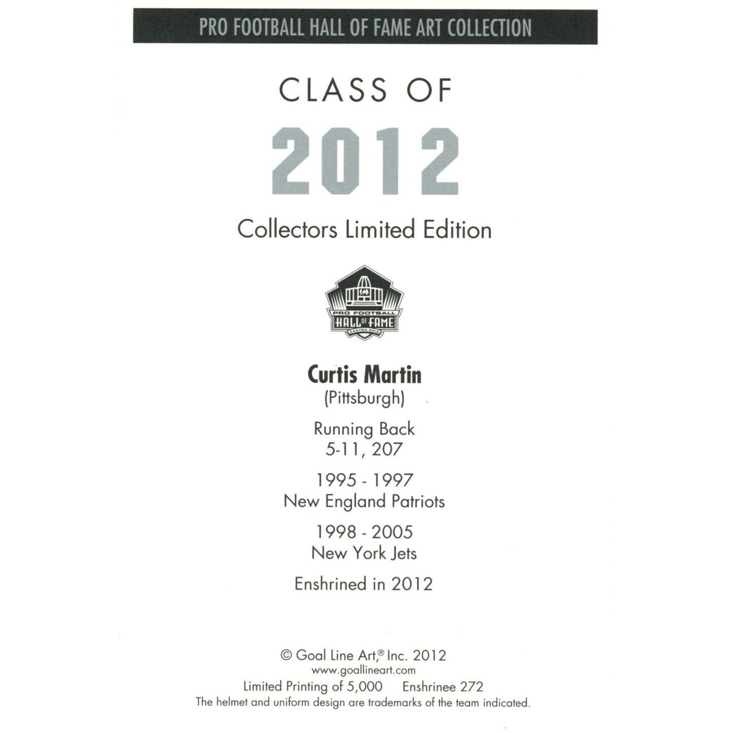 2012 Hall of Fame Multi-Signed Goal Line Art Card Set