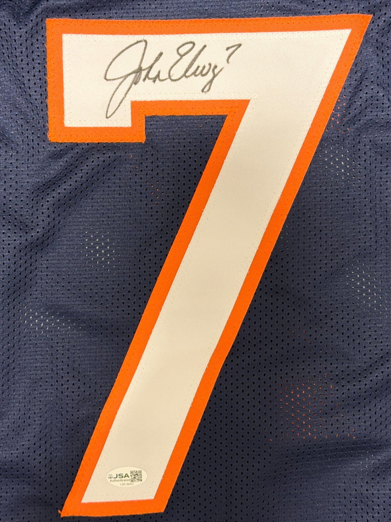 John Elway Denver Broncos Signed Custom Navy Jersey JSA COA