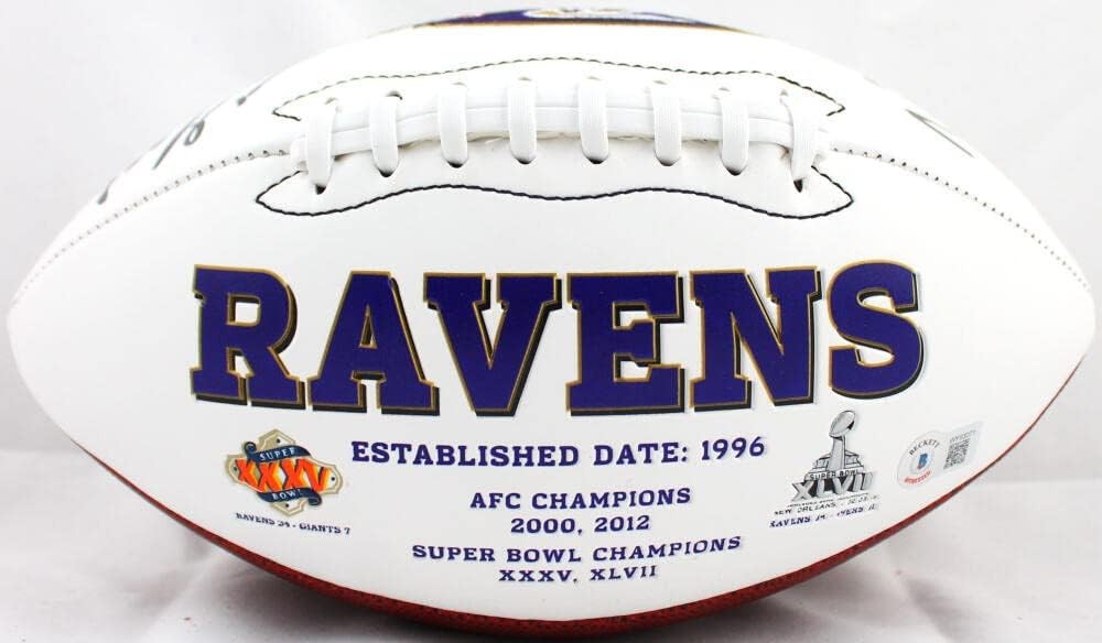 Ed Reed & Ray Lewis Autographed Baltimore Ravens Logo Football