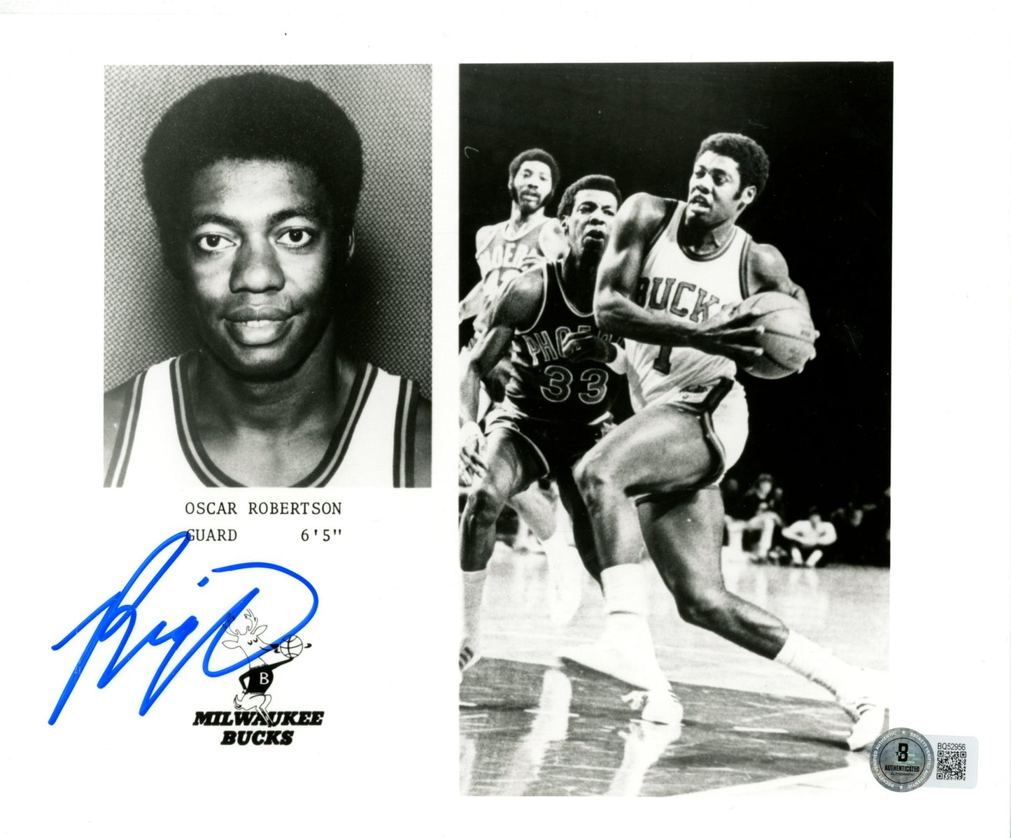 Oscar Robertson Signed Milwaukee Bucks 8x10 Photo