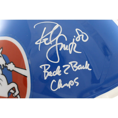 Ed McCaffrey & Rod Smith Signed Denver Broncos Full Size Throwback Helmet