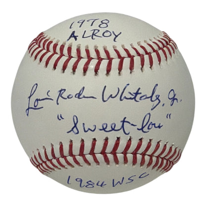 Lou Whitaker Signed Official Major League Baseball with 3 Inscriptions