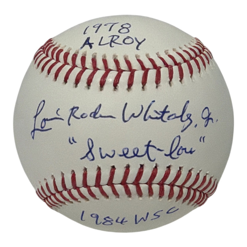 Lou Whitaker Signed Official Major League Baseball with 3 Inscriptions